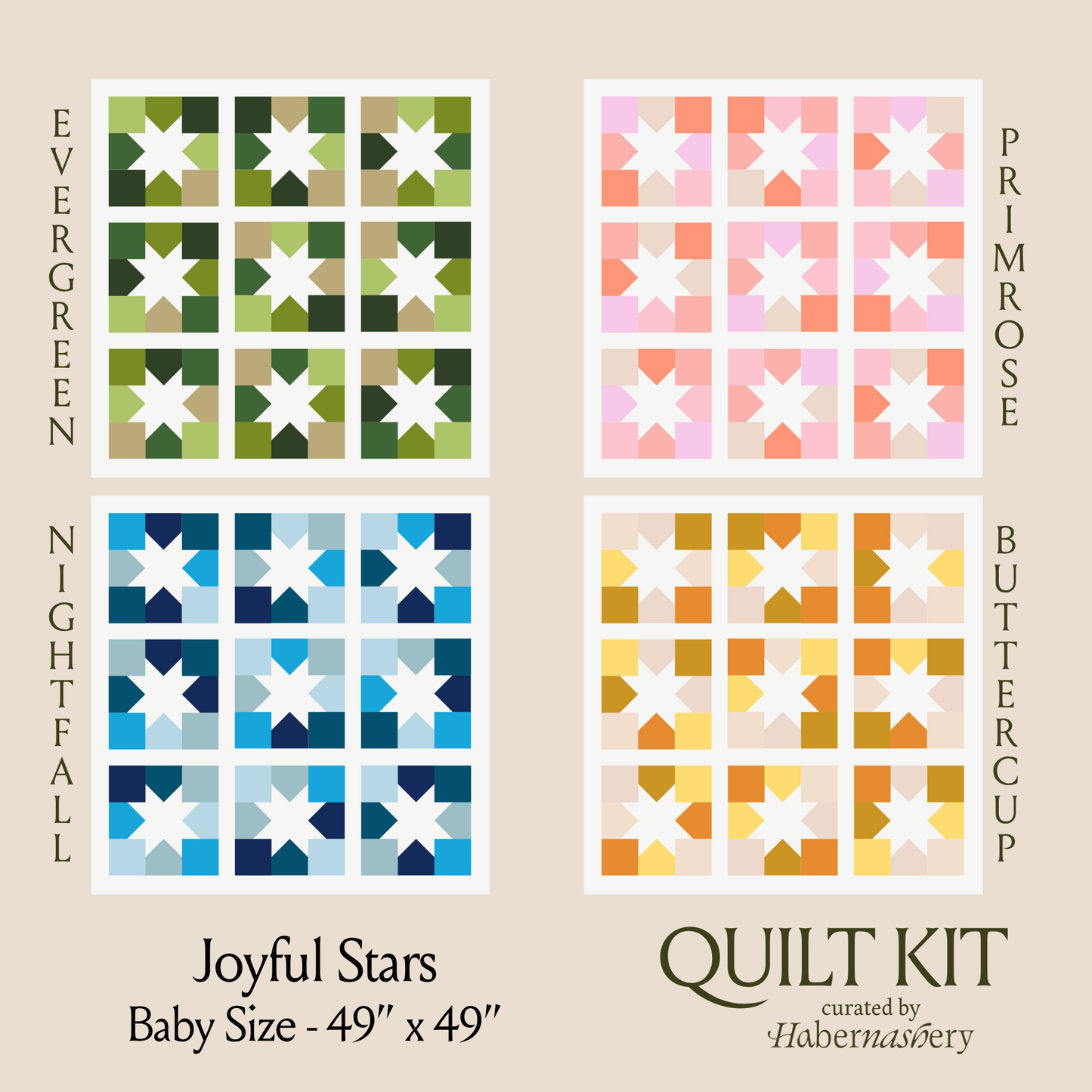 Joyful Stars Quilt Kit - Baby Size - Curated by Habernashery