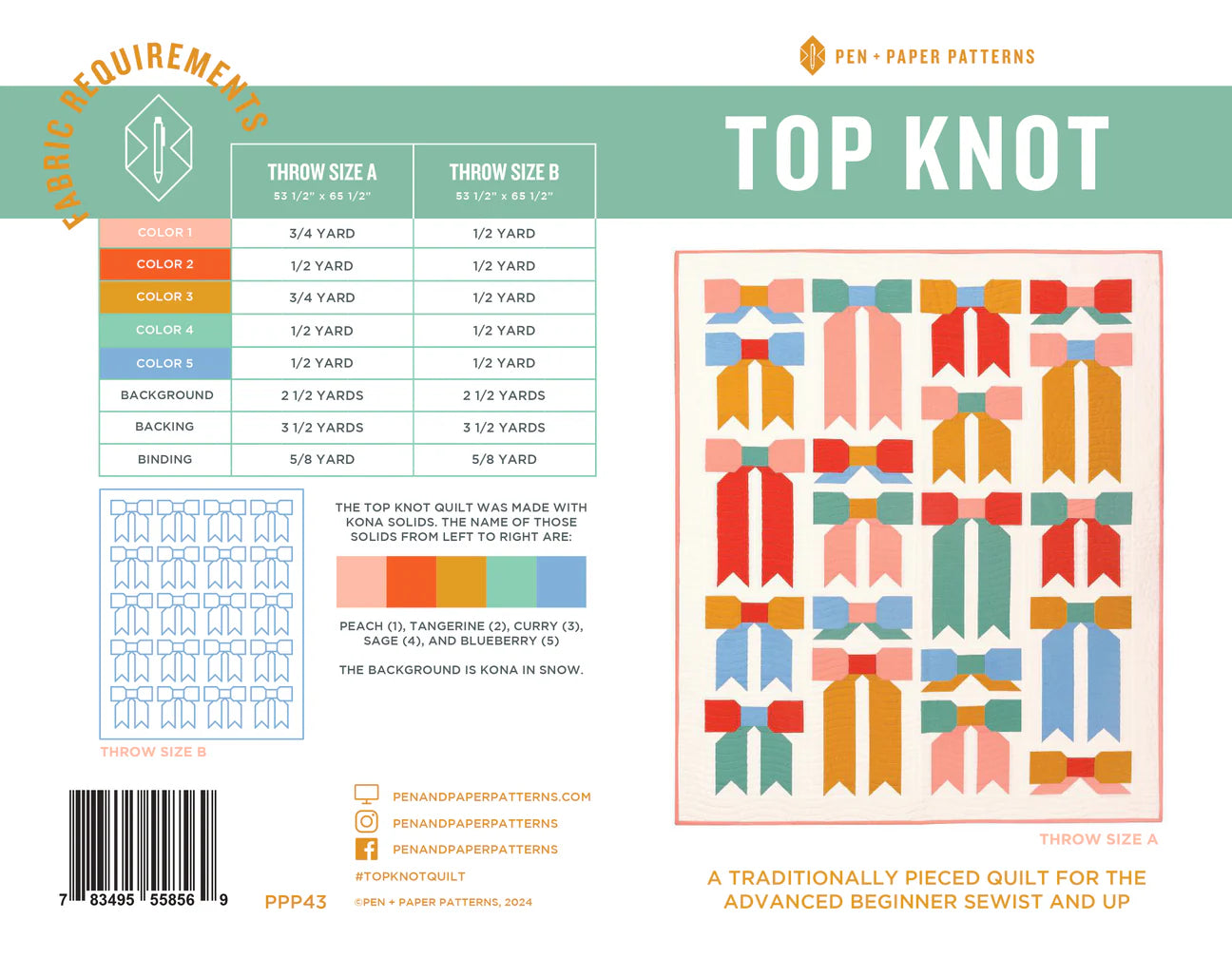 Top Knot Quilt Pattern | Pen and Paper Patterns