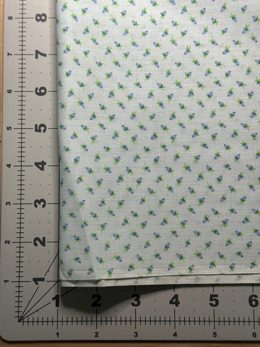 Vintage Fabric - Blue Tulips (poly cotton blend)