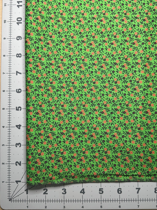 Vintage Fabric - Green Background Floral