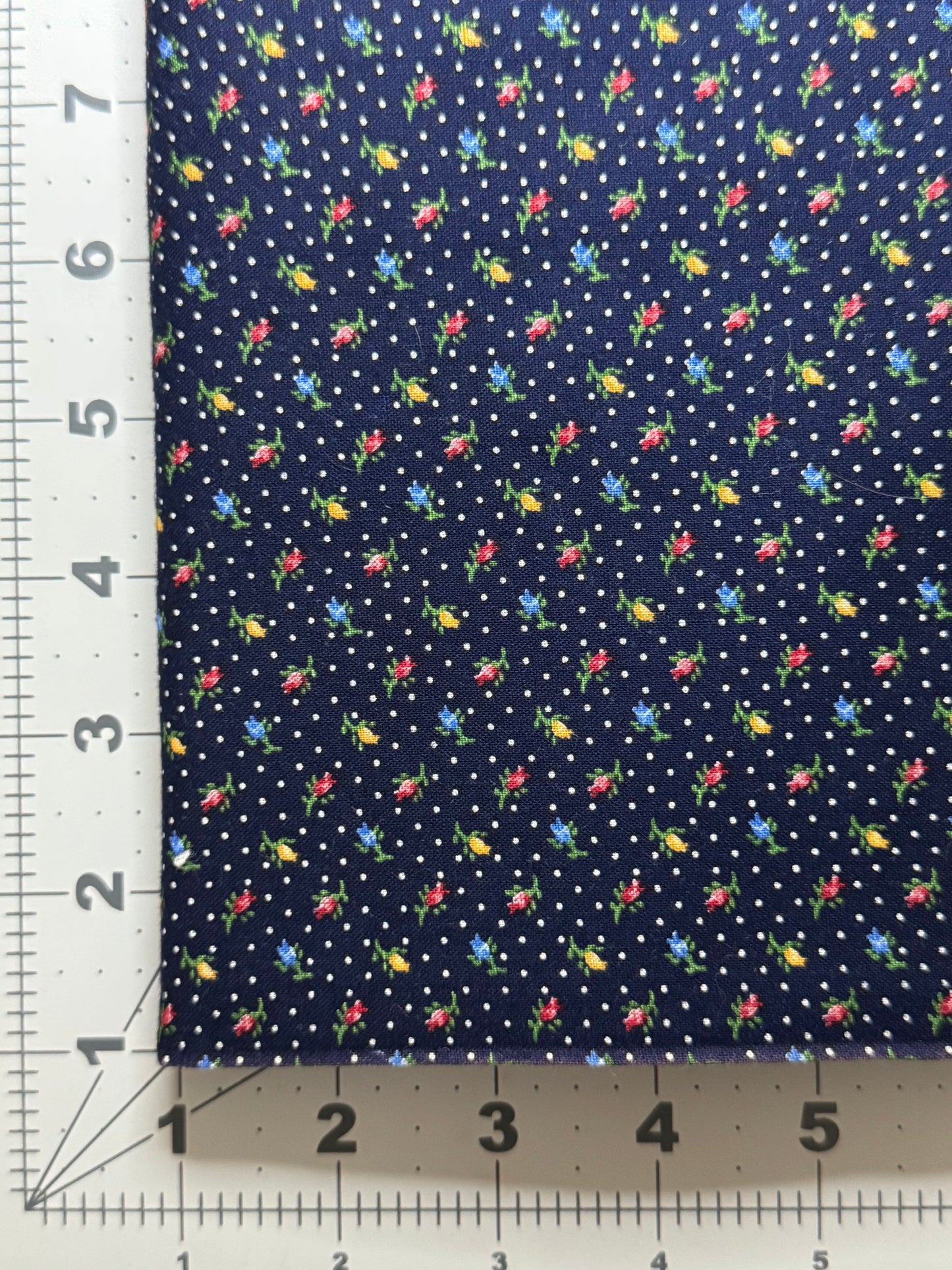 Vintage Fabric - Blue Polka Dot Floral