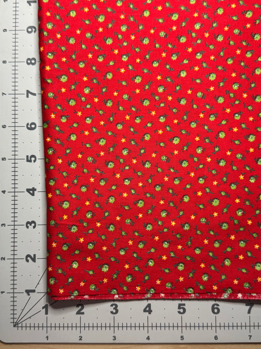 Vintage Fabric - Red & Green Floral