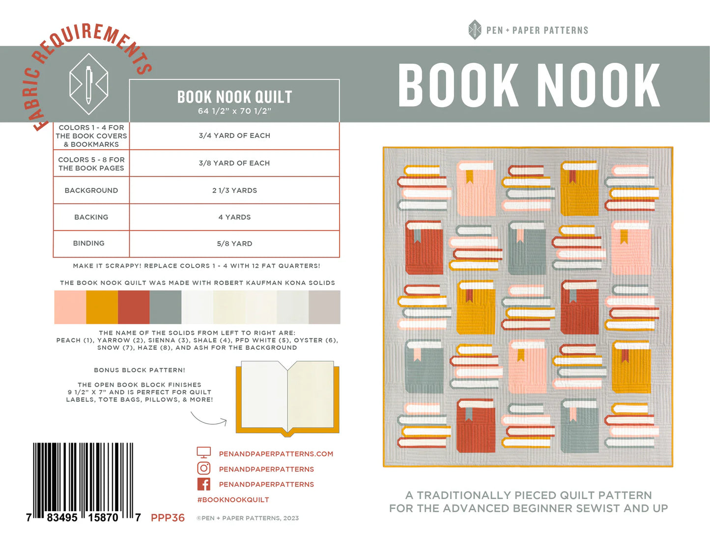 Book Nook Quilt Kit - Curated by Habernashery