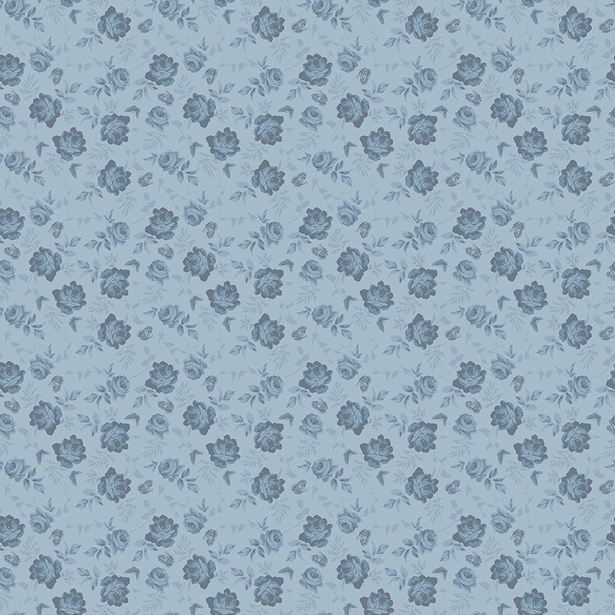 Anne of Green Gables Tone-on-Tone Blue Floral Fabric