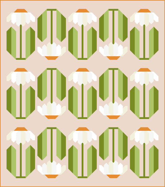 Everbloom Quilt Top Kit Orange - Large Throw Size - Curated by Habernashery