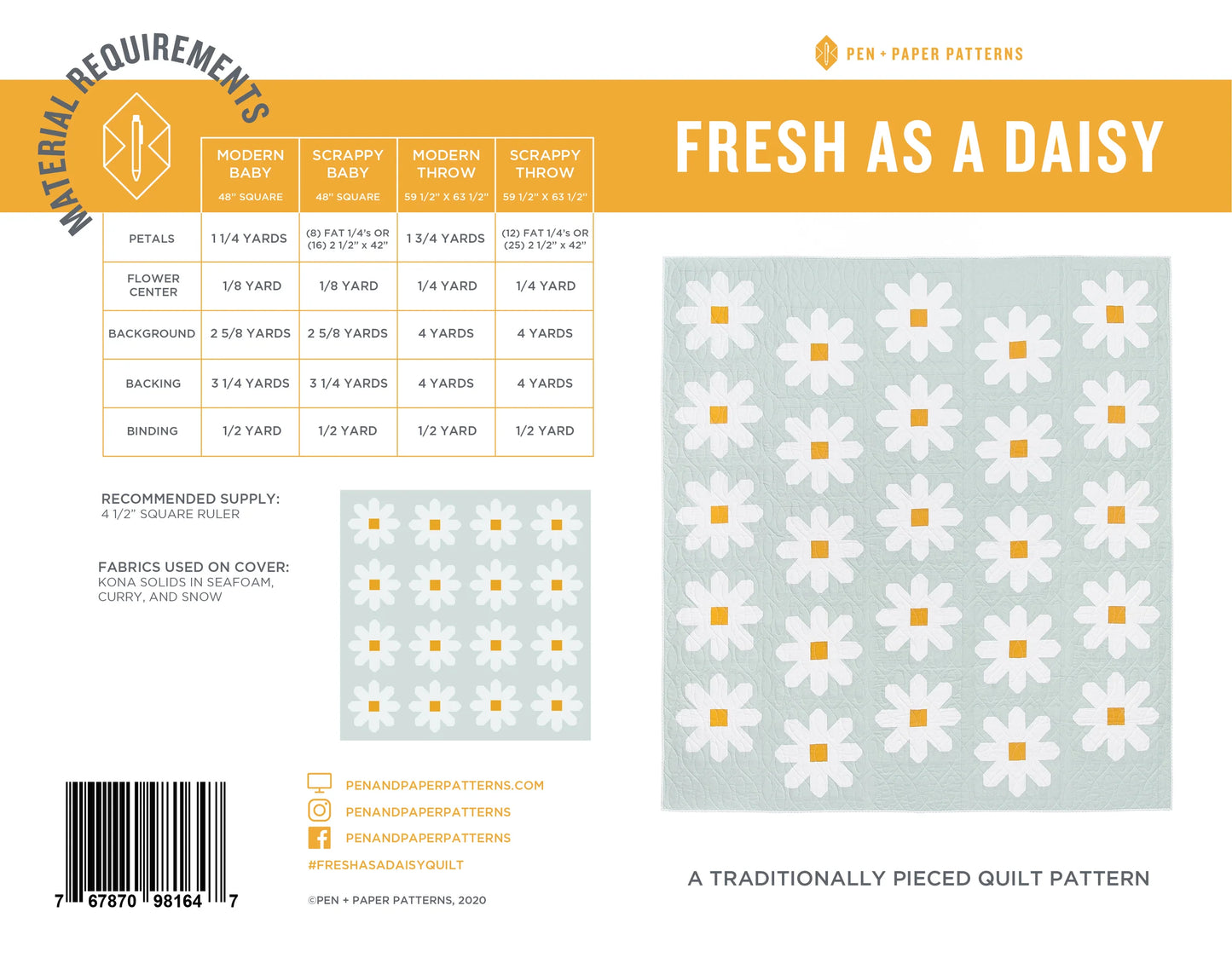 Fresh as a Daisy Fabric Quilt Top Kit - Curated by Habernashery