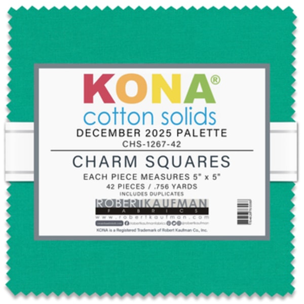 Robert Kaufman Kona Cotton Solids Charm Pack - Julep Color Of The Year 2024, 42 Pre-Cut Squares