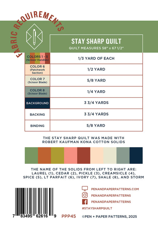 Stay Sharp Quilt Pattern | Pen and Paper Patterns