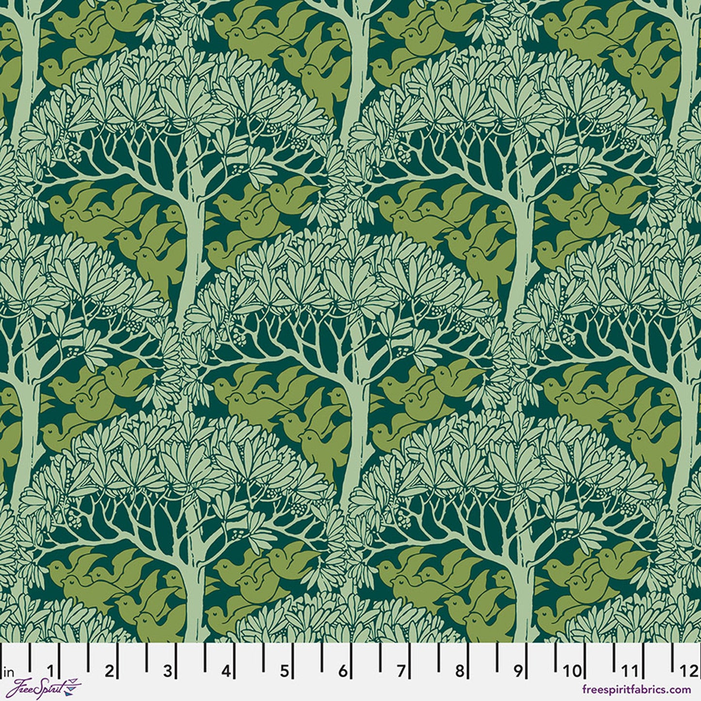 The Savric (Forest) Bedford Park Quilting Fabric | Morris & Co from Free Spirit