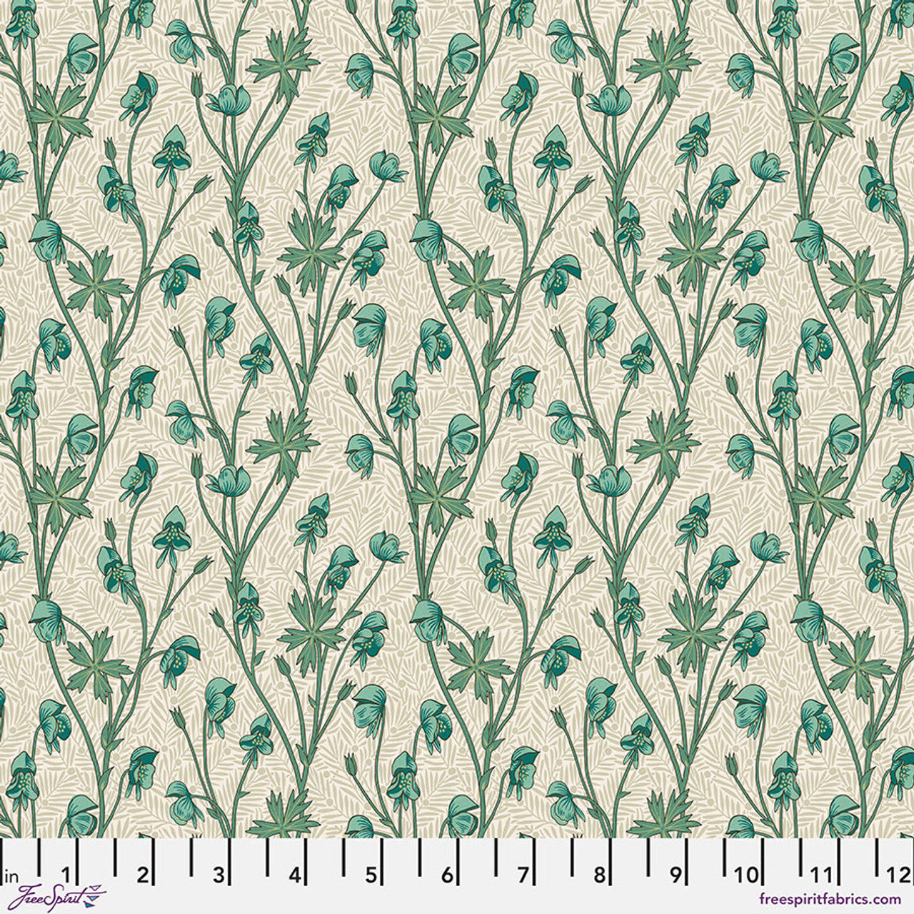 Monkshood (Mineral) Bedford Park Quilting Fabric | Morris & Co from Free Spirit