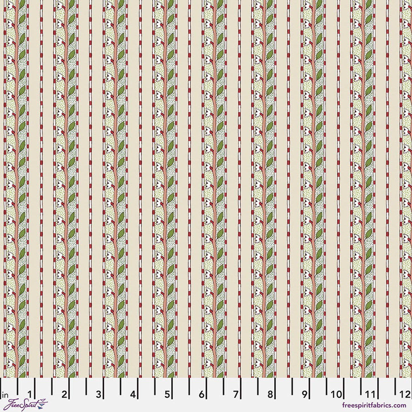 Daffodil Stripe (Ivory) Bedford Park Quilting Fabric | Morris & Co from Free Spirit