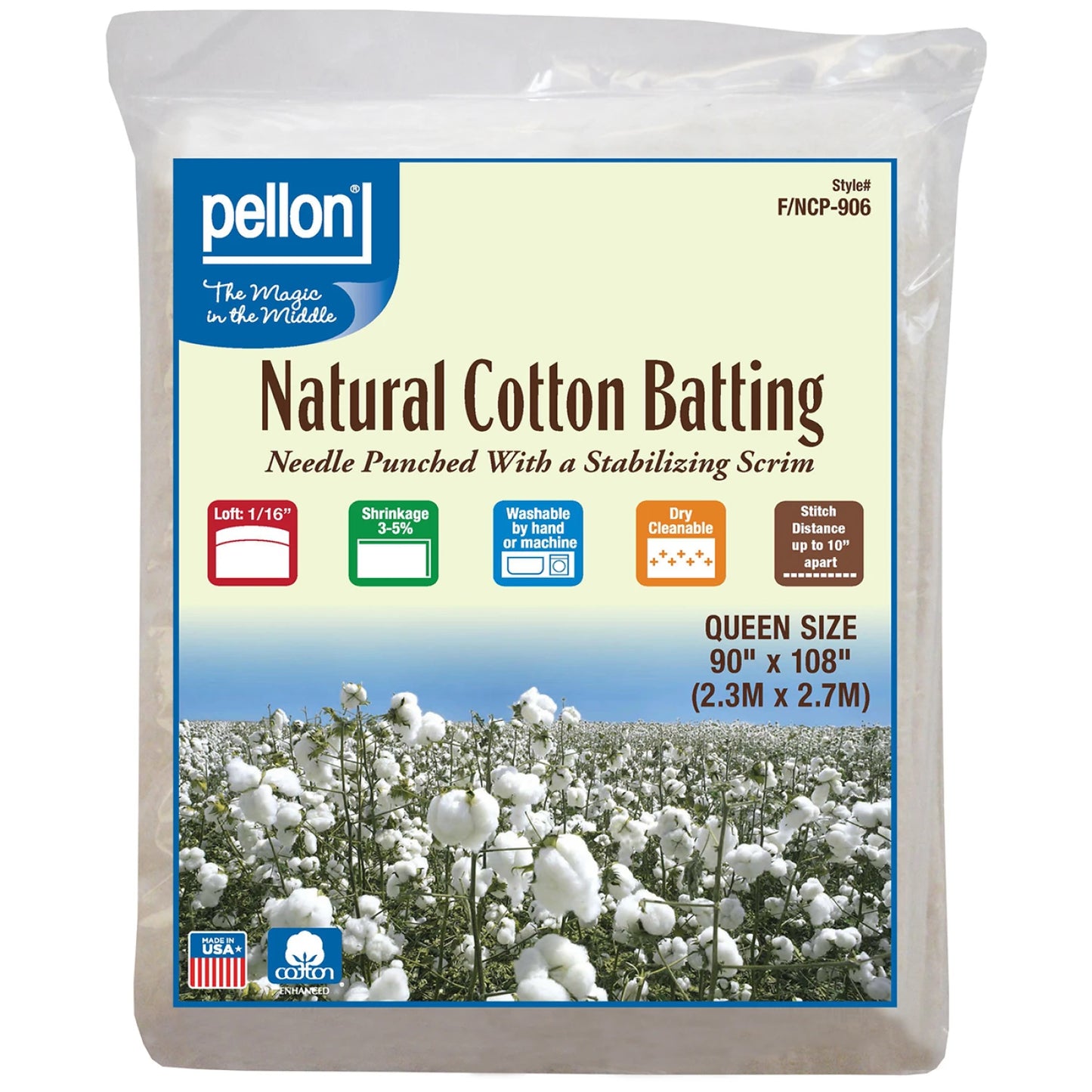 Pellon Natures Touch Natural Blend 80/20 Batting Queen-Sized 90in x 108in