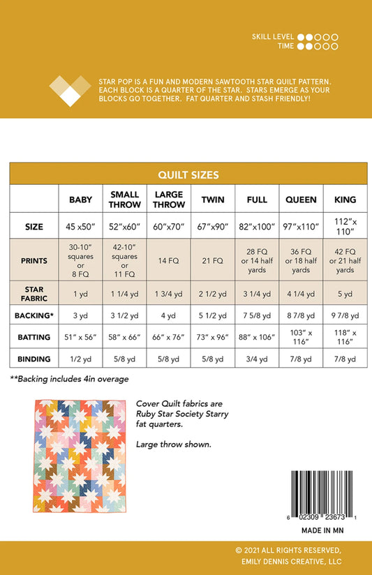 Star Pop Quilt Pattern | Quilty Love