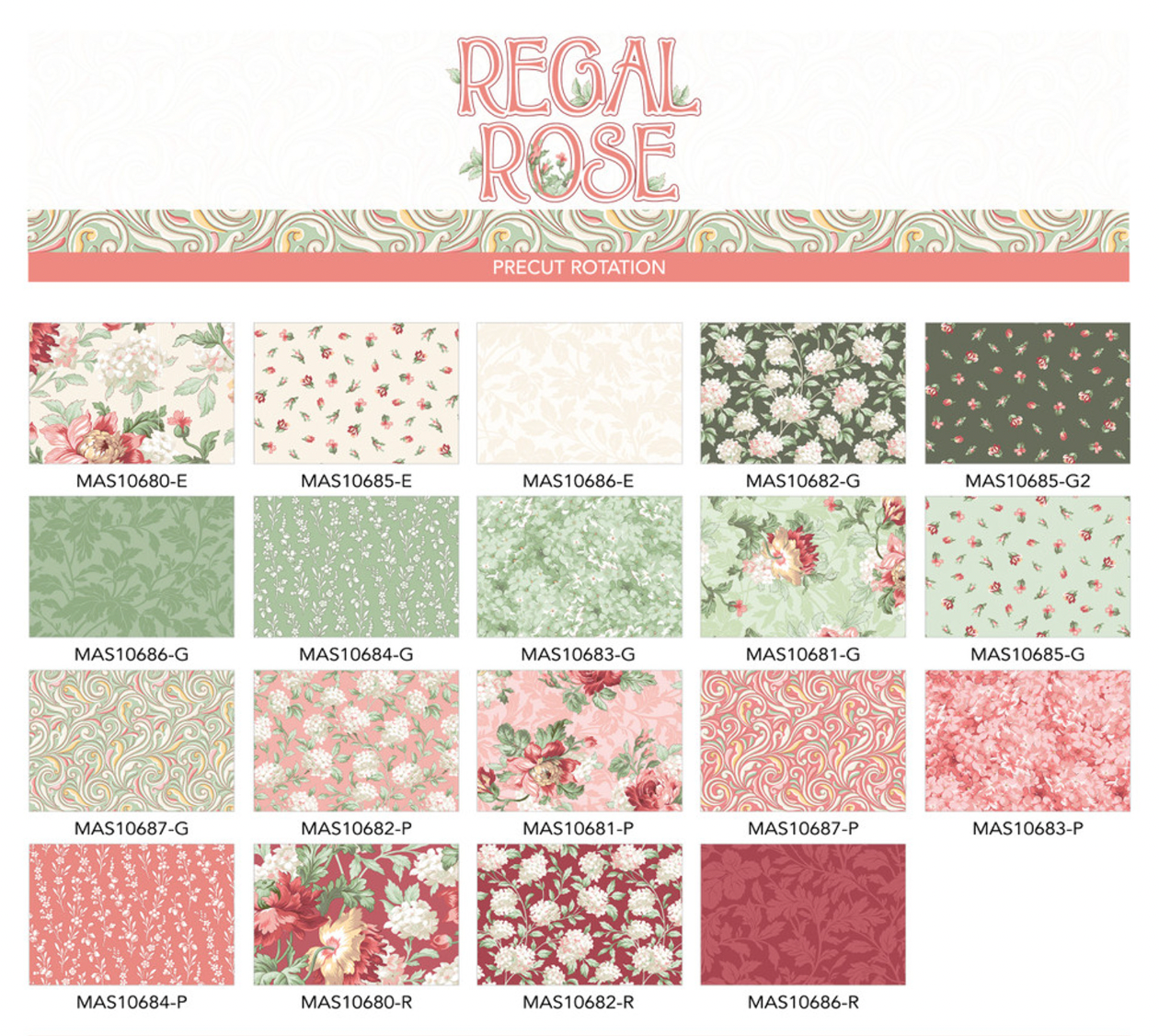 Maywood Studio Regal Rose Picnic Pre Cut 5in Squares