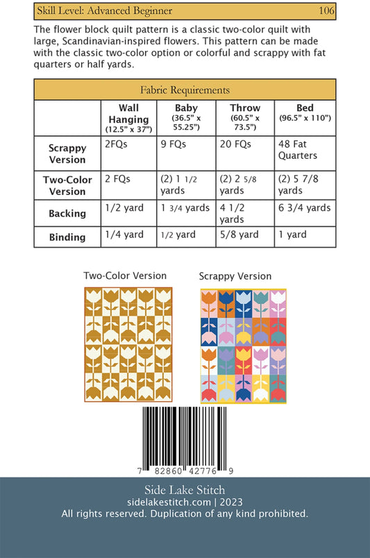 Flower Block Quilt Pattern | Side Lake Stitch