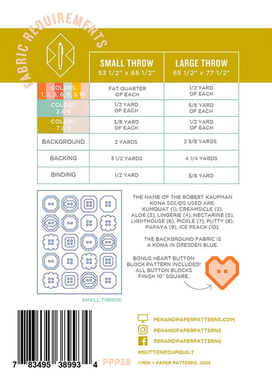 Buttoned Up Quilt Pattern | Pen and Paper Patterns