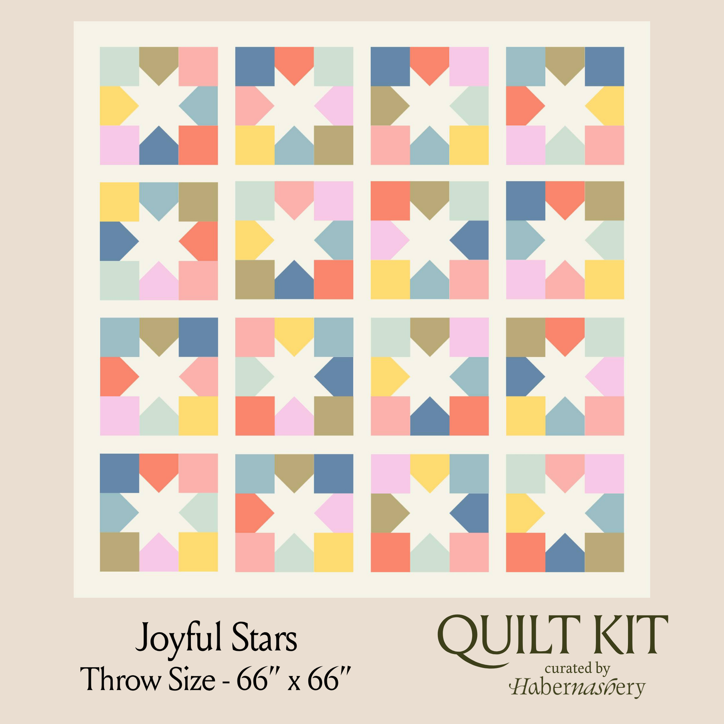 Joyful Stars Quilt Kit - Throw Size - Curated by Habernashery