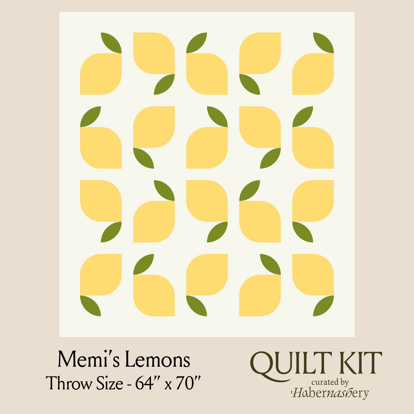 Memi's Lemons Quilt Kit - Throw Size - Curated by Habernashery
