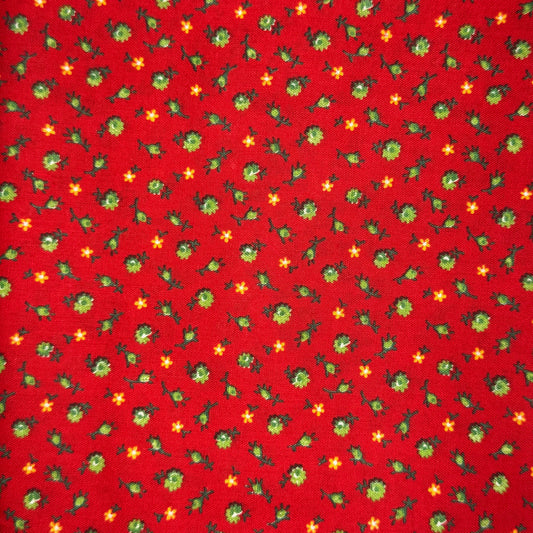 Vintage Fabric - Red & Green Floral