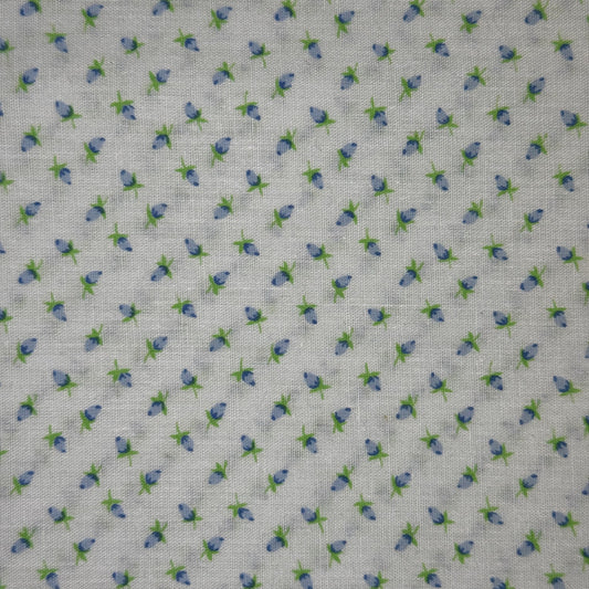 Vintage Fabric - Blue Tulips (poly cotton blend)