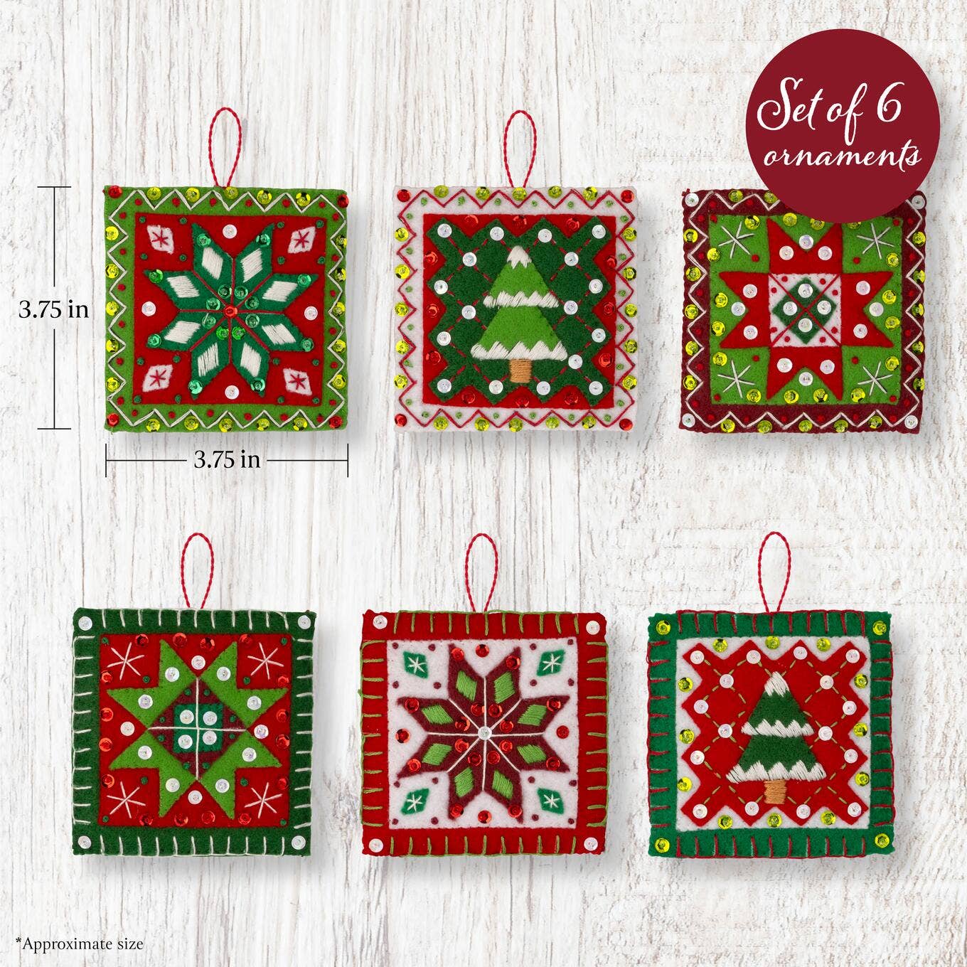 Bucilla® Seasonal Felt Ornaments Kit - Holiday Quilt Squares