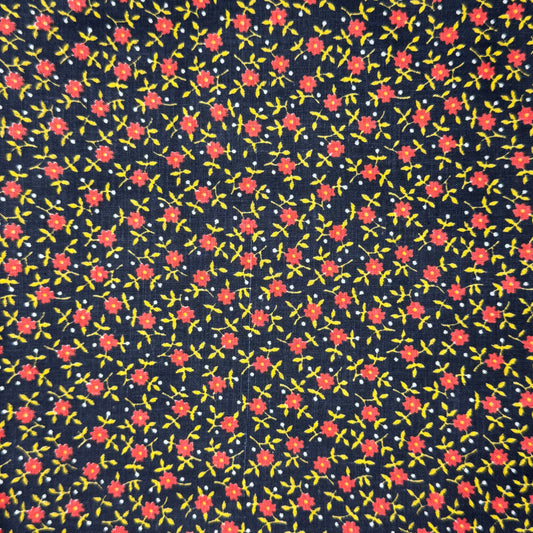 Vintage Fabric - Black & Yellow Floral