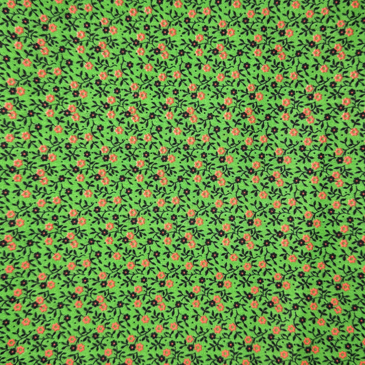 Vintage Fabric - Green Background Floral