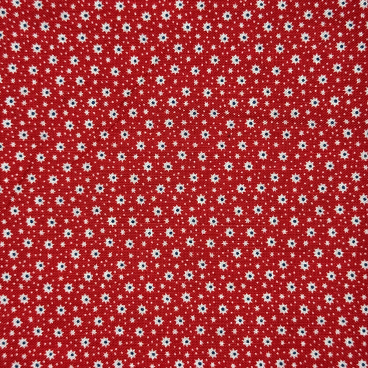 Vintage Fabric - Red Starburst Floral