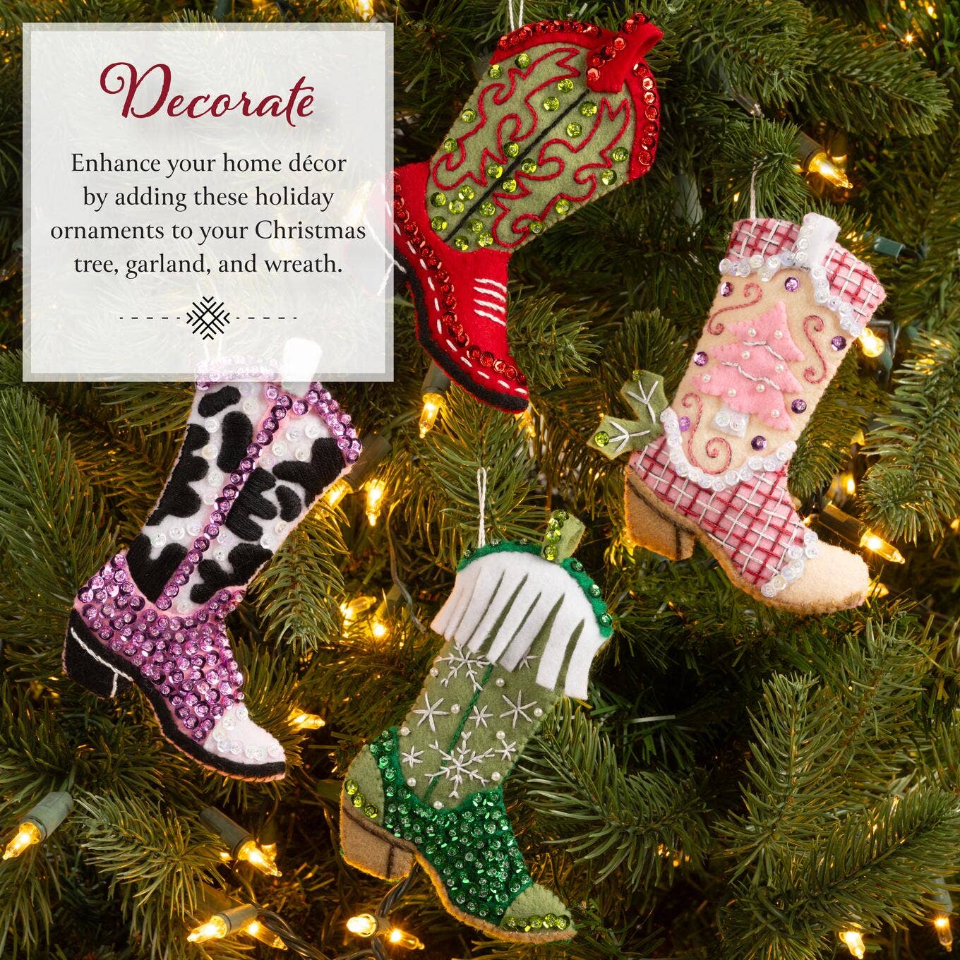Bucilla ® Seasonal Felt Ornaments Kit - Boots & Bling