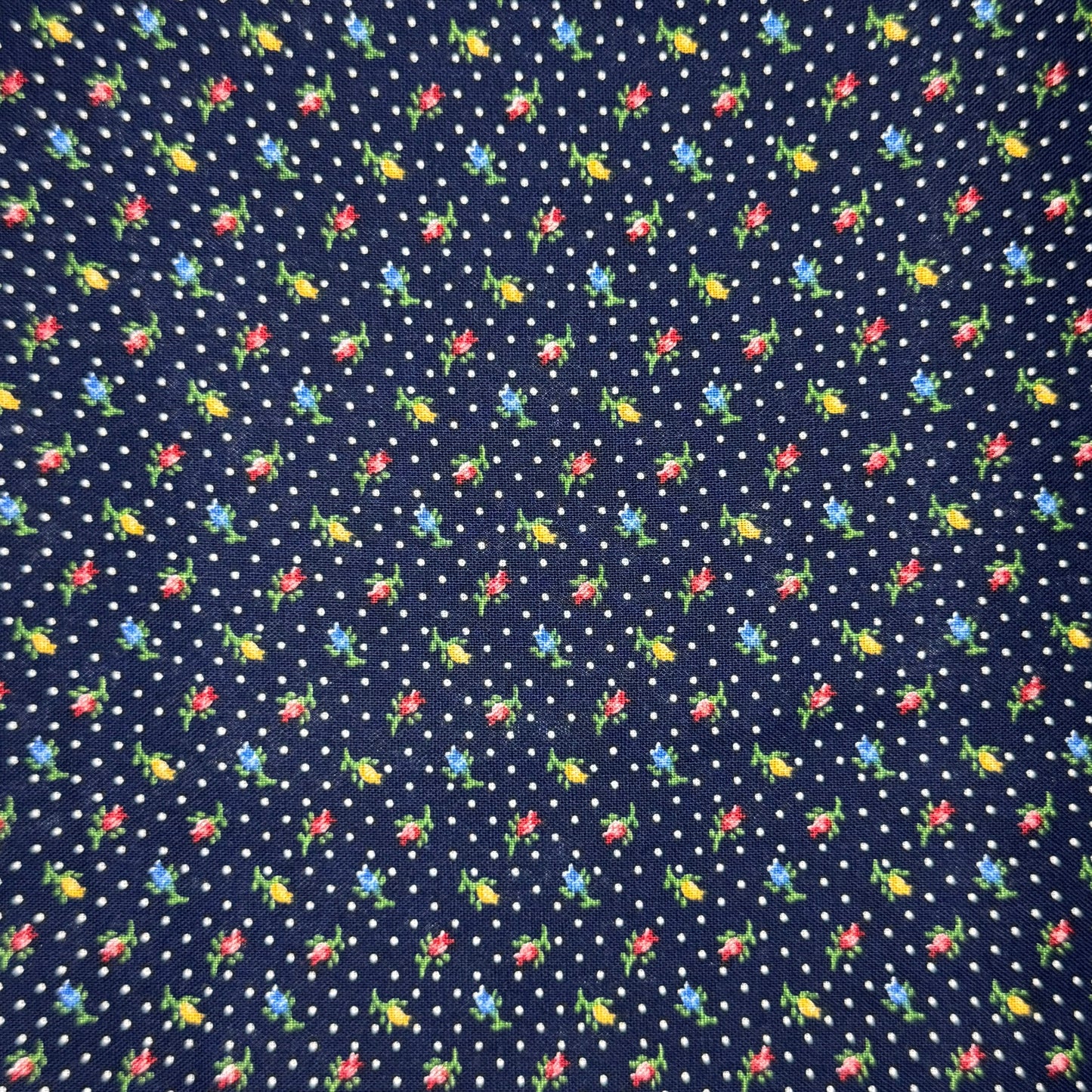 Vintage Fabric - Blue Polka Dot Floral