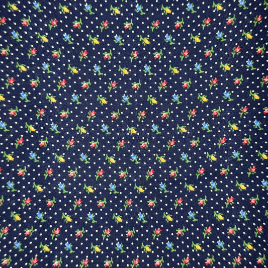Vintage Fabric - Blue Polka Dot Floral