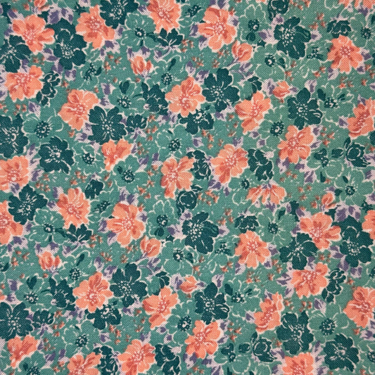 Vintage Fabric - Pink & Teal Floral