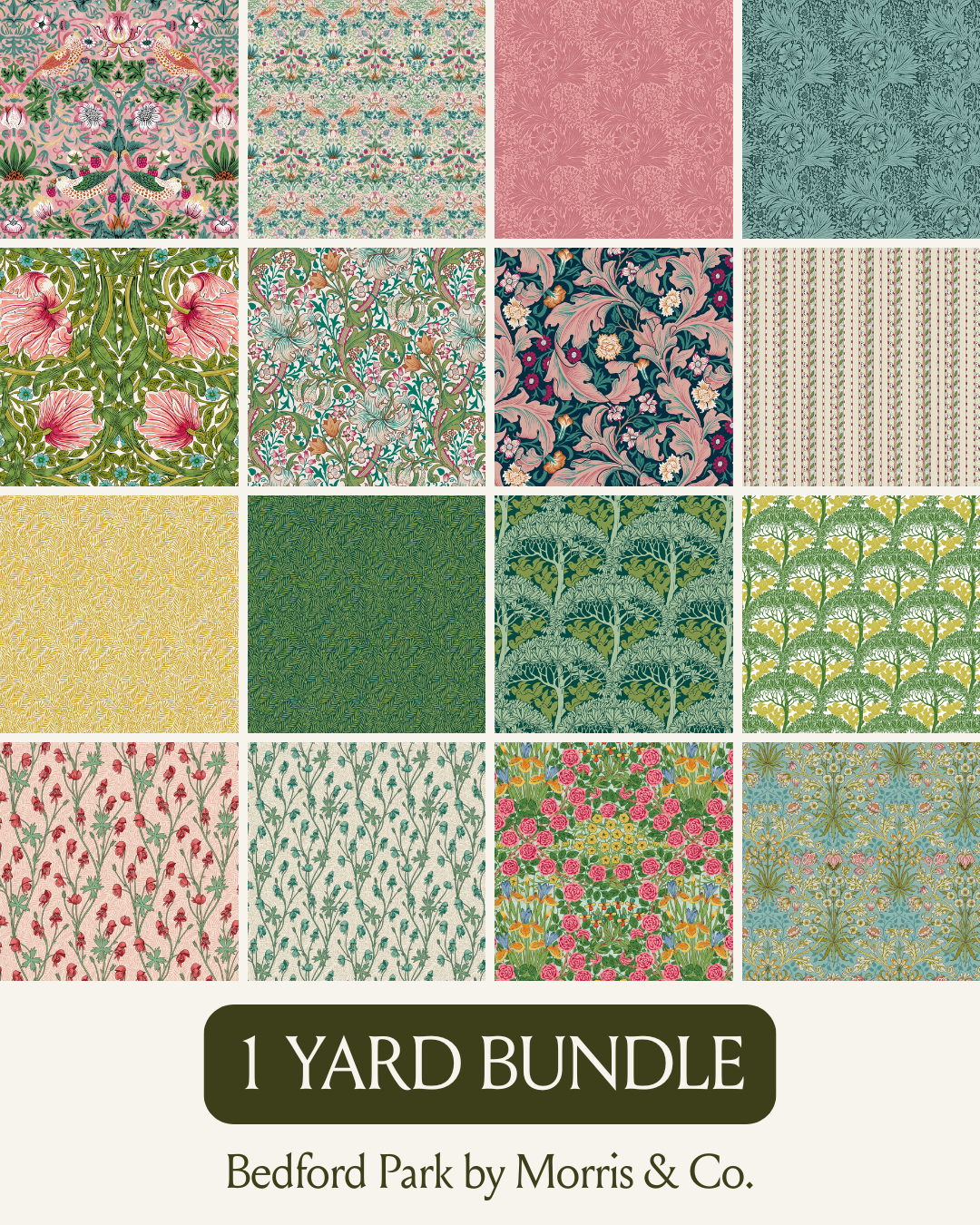 1 Yard Bundle Bedford Park Quilting Fabric | Morris & Co from Free Spirit