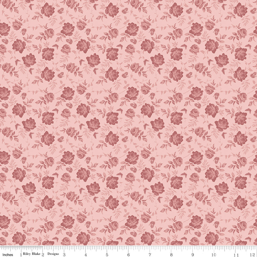 Anne of Green Gables Tone-on-Tone Pink Floral Fabric