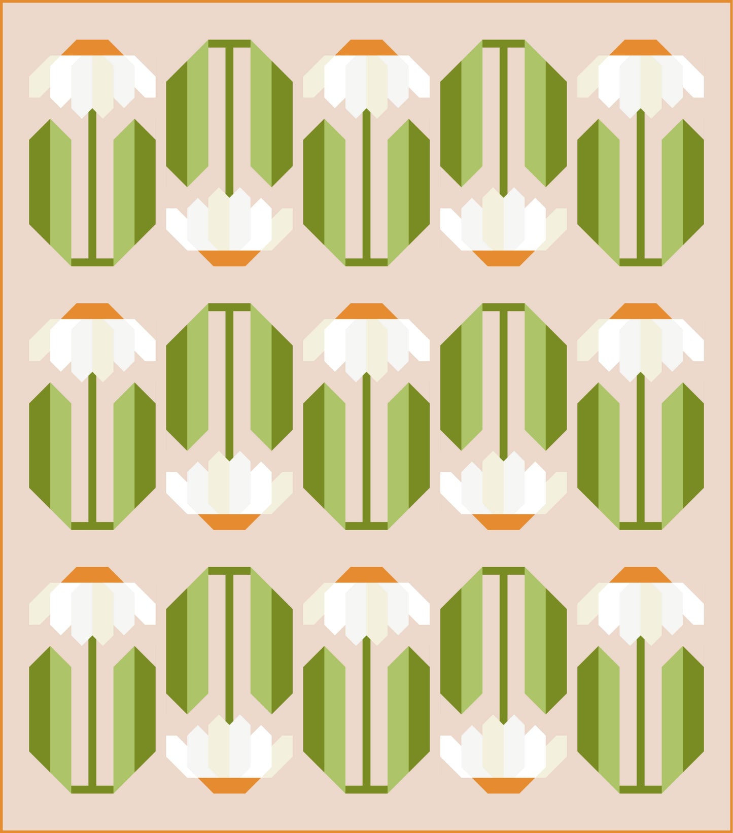 Everbloom Quilt Top Kit Orange - Large Throw Size - Curated by Habernashery