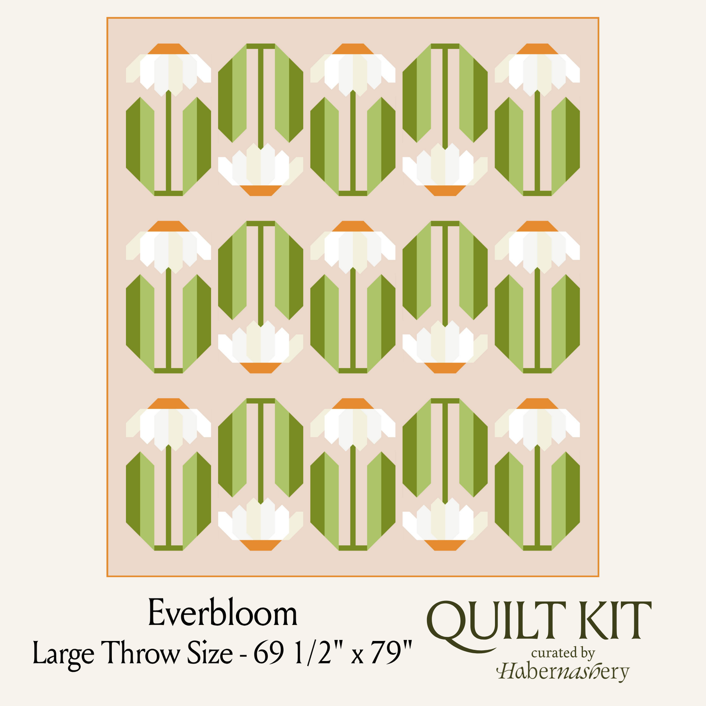 Everbloom Quilt Top Kit Orange - Large Throw Size - Curated by Habernashery