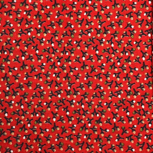 Vintage Fabric - Red Floral Bouquet