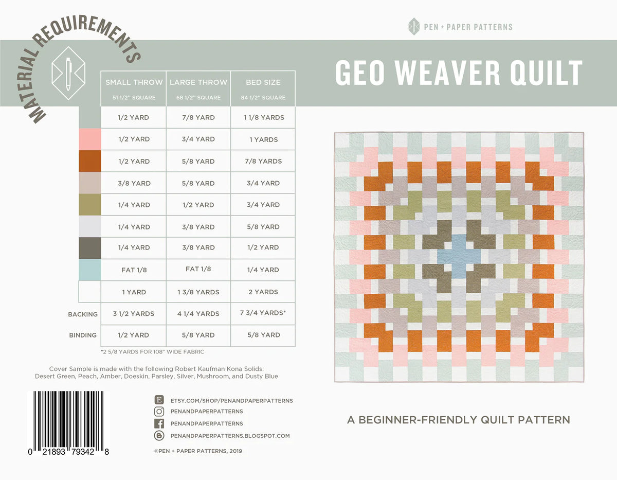 Asher Quilt Pattern Geo Weaver Quilt Pattern | Pen and Paper Patterns – Habernashery