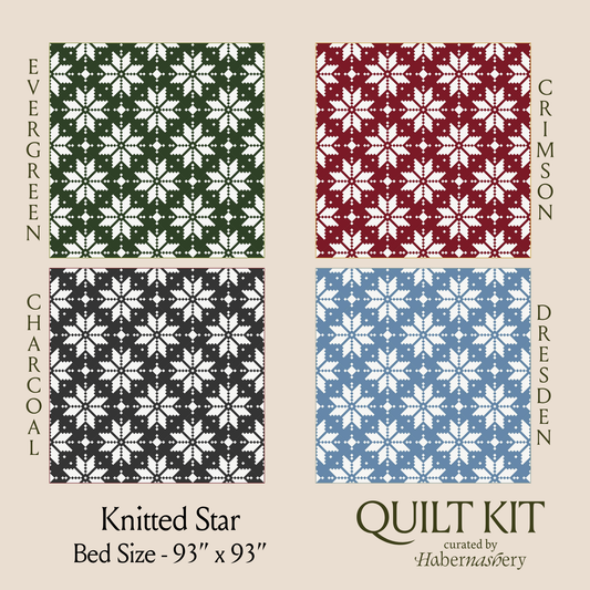 Knitted Star (Traditional/Bed Size) Fabric Quilt Kit - Curated by Habernashery