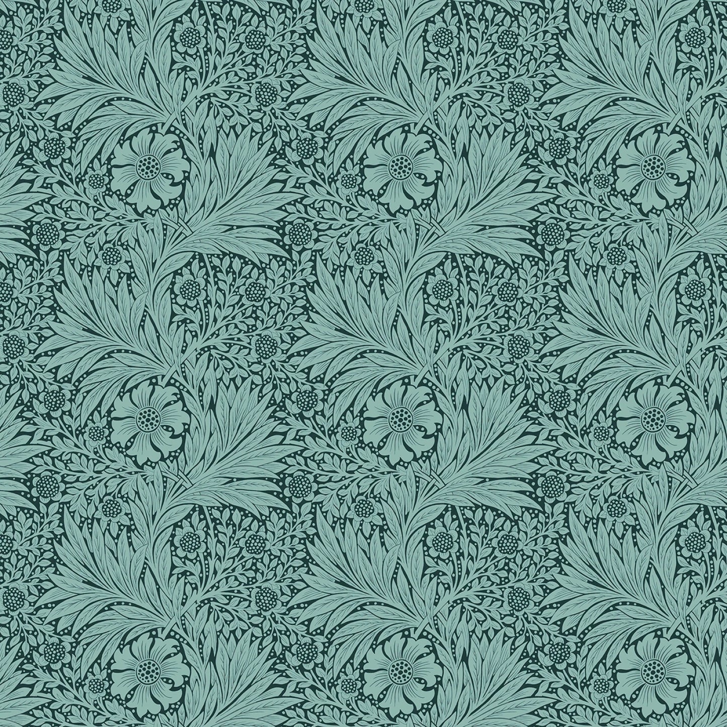 Marigold (Teal) Bedford Park Quilting Fabric | Morris & Co from Free Spirit