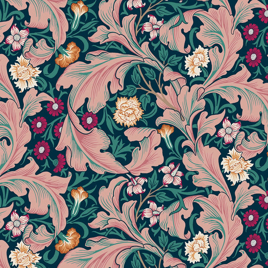 Leicester (Teal) Bedford Park Quilting Fabric | Morris & Co from Free Spirit