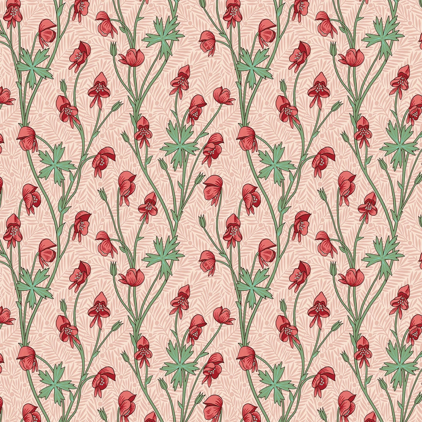 Monkshood (Fuchsia) Bedford Park Quilting Fabric | Morris & Co from Free Spirit