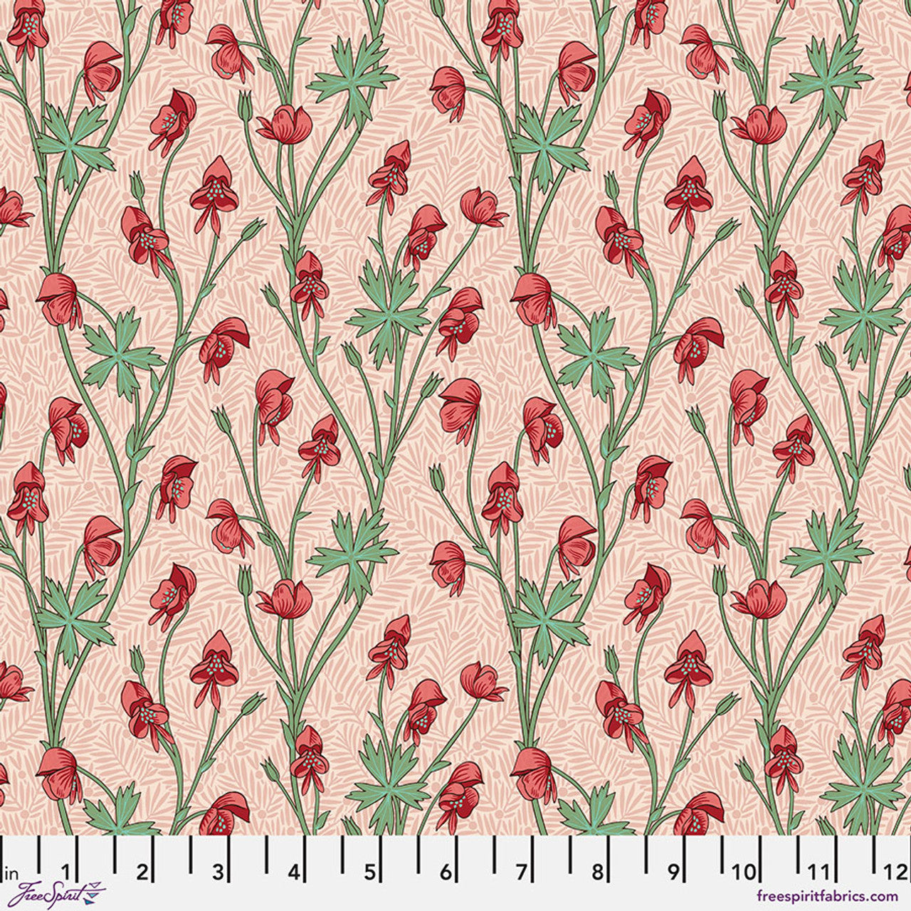 Monkshood (Fuchsia) Bedford Park Quilting Fabric | Morris & Co from Free Spirit
