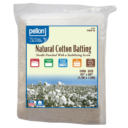 Pellon Natures Touch 93% Cotton / 7% Poly Batting w/Scrim Crib-Sized 45in x 60in