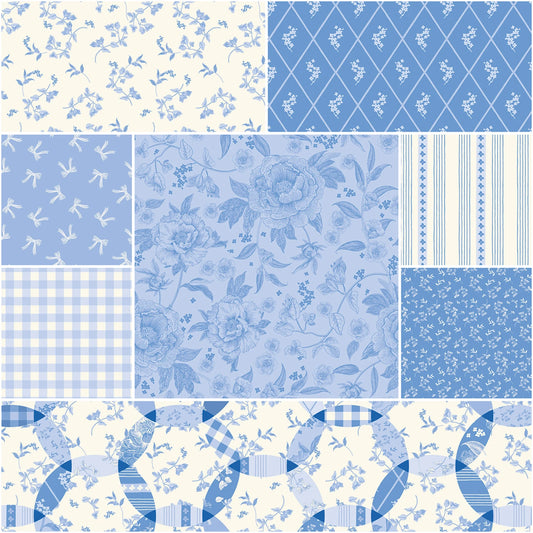 Penelope 1 Yard Bundle Sky, 8 Pcs Quilting Fabric | Riley Blake Designs