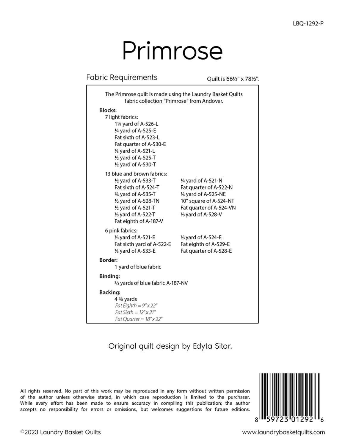 Primrose Quilt Pattern