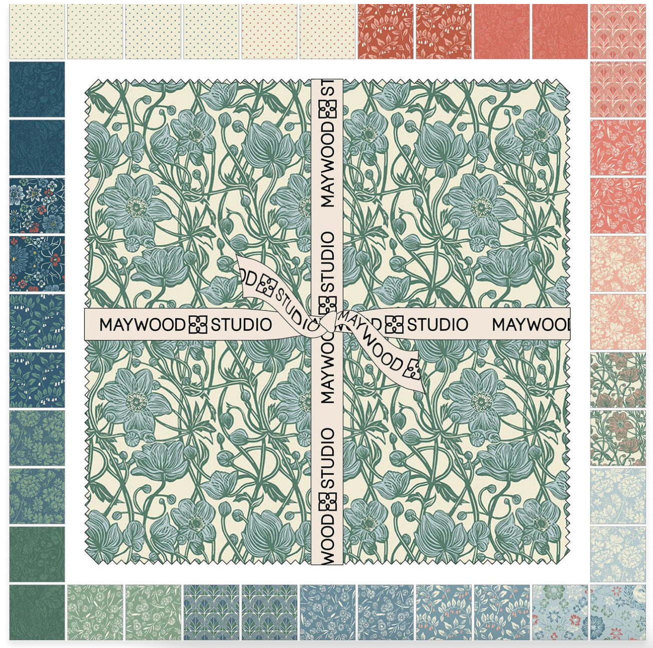 Maywood Studio Cottage Flowers Pre Cut 10in Squares