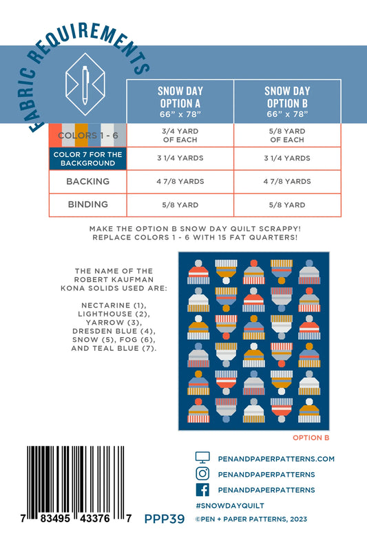 Snow Day Quilt Pattern | Pen and Paper Patterns