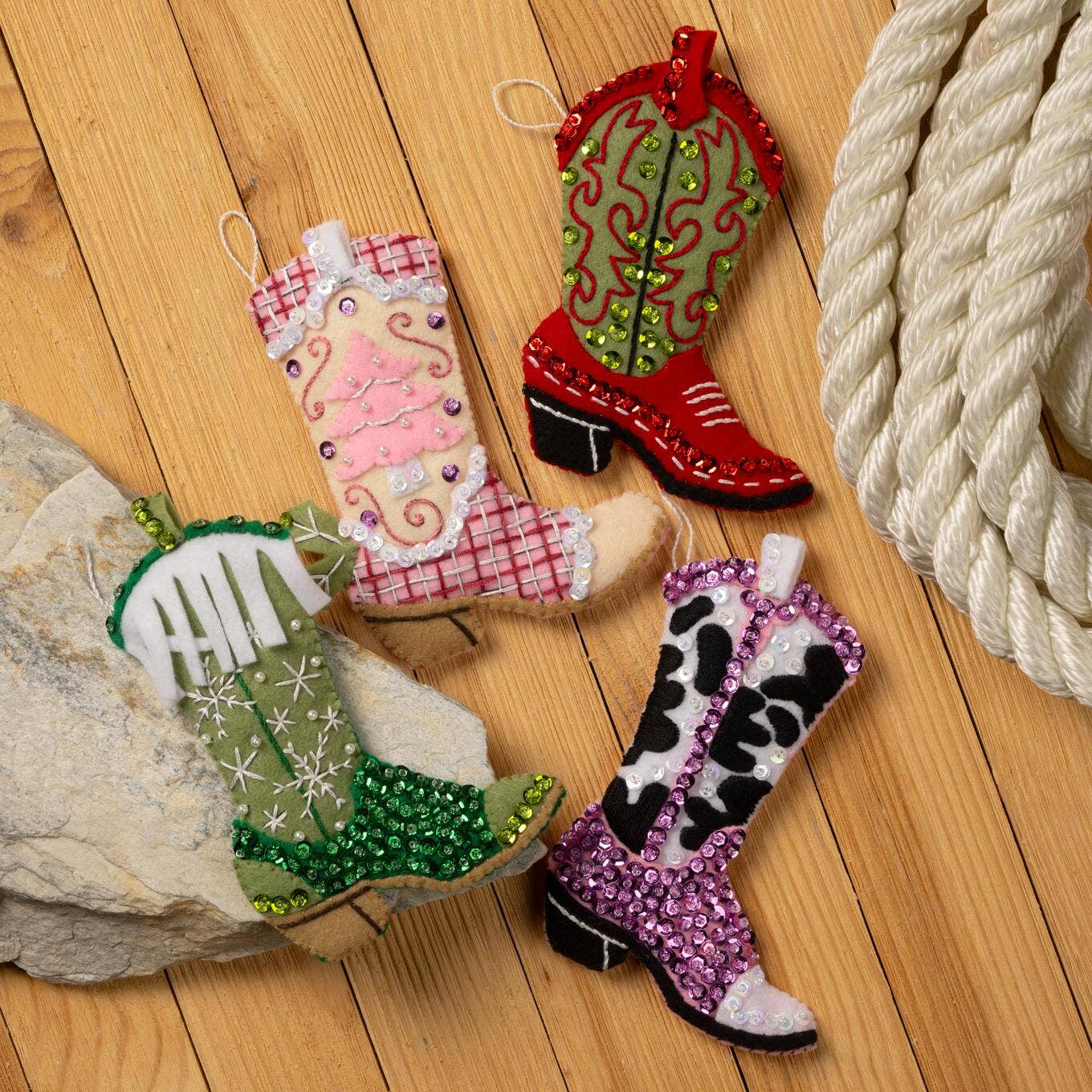 Bucilla ® Seasonal Felt Ornaments Kit - Boots & Bling