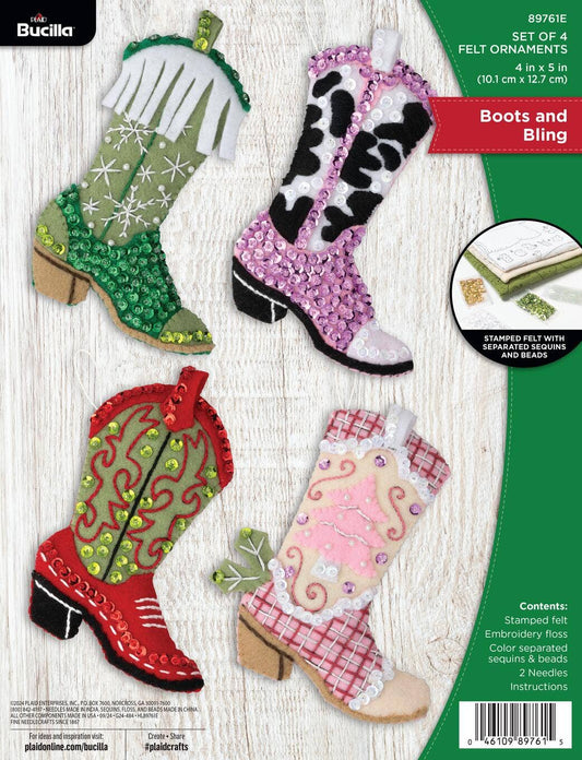Bucilla ® Seasonal Felt Ornaments Kit - Boots & Bling